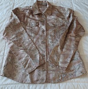 CHICO'S jacket Size 1 Pale pink/silver paisley